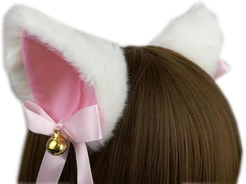 Ettonsun Peludo Neko orejas de gato con clip de oreja de gatito para el pelo, disfraz de cosplay, fiesta de Halloween