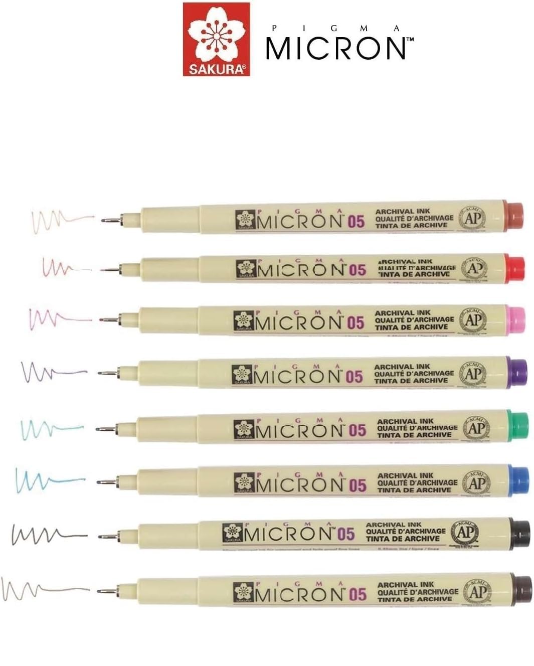 PIGMA MICRON Sakura 8 Fineliners 01 - Set di 8 colori