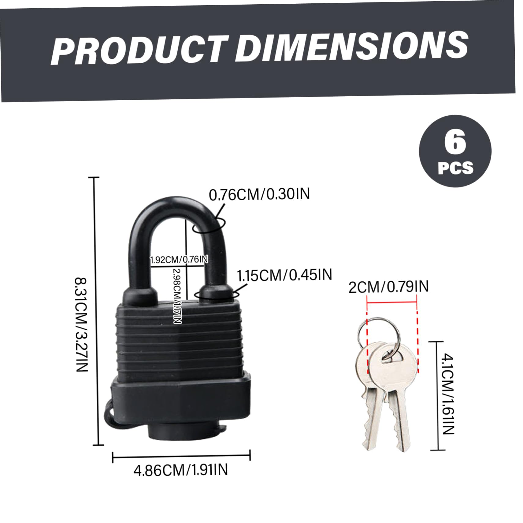 Lucchetti con chiave uguale da 6 pezzi, lucchetti di sicurezza esterni resistenti alle intemperie, set di grimaldelli di sicurezza per scuola, armadietto della palestra, garage, capannone, recin
