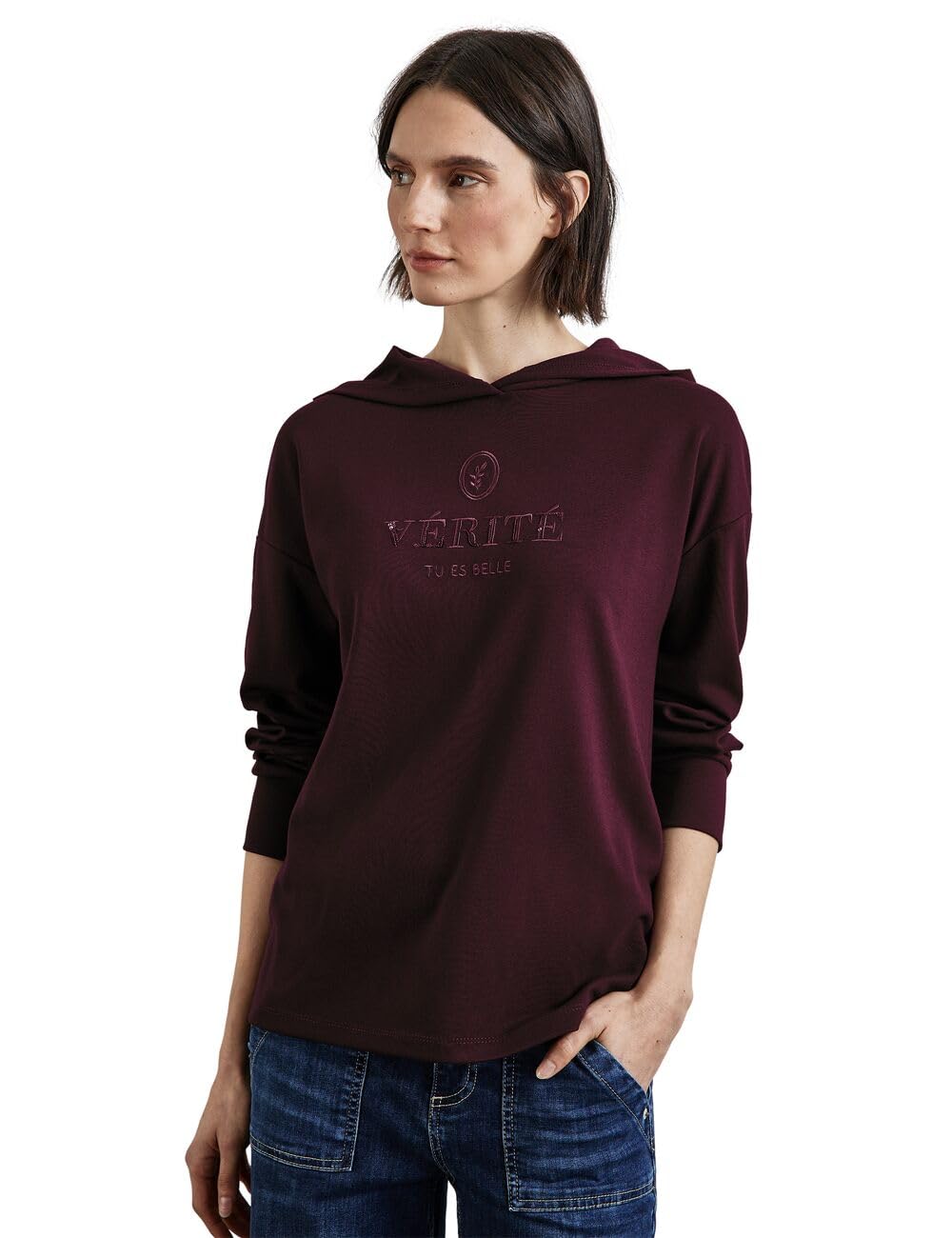 Street One Damen Kapuzenshirt mit Stickerei