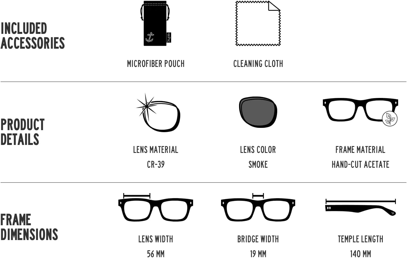 Tres Noir Eyewear Co. Primo Large Sunglasses