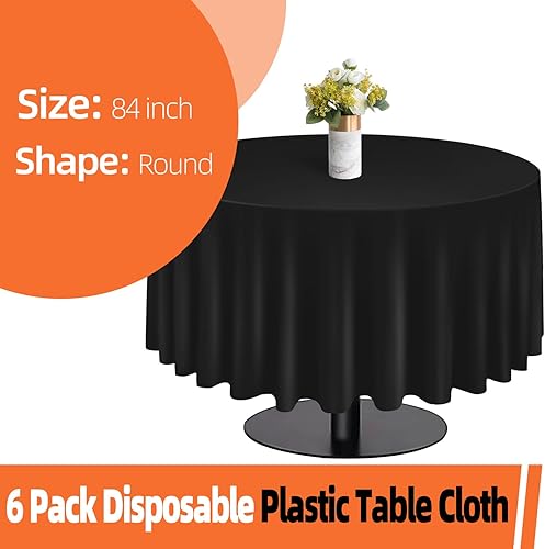 Miniatura 2 de Paquete de 6 manteles de plástico desechables rectangulares de 54 x 108 pulgadas, manteles de plástico negros para fiestas