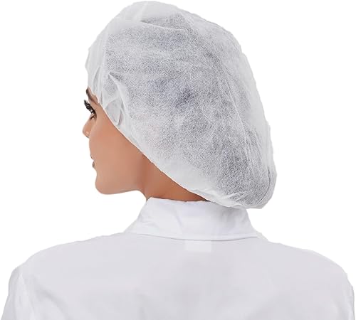 Miniatura 3 de ZMDREAM Gorra Bouffant con Redecilla Desechable para Laboratorio de Cocina y Belleza 21 y 24 Pulgadas Blanca y Negra
