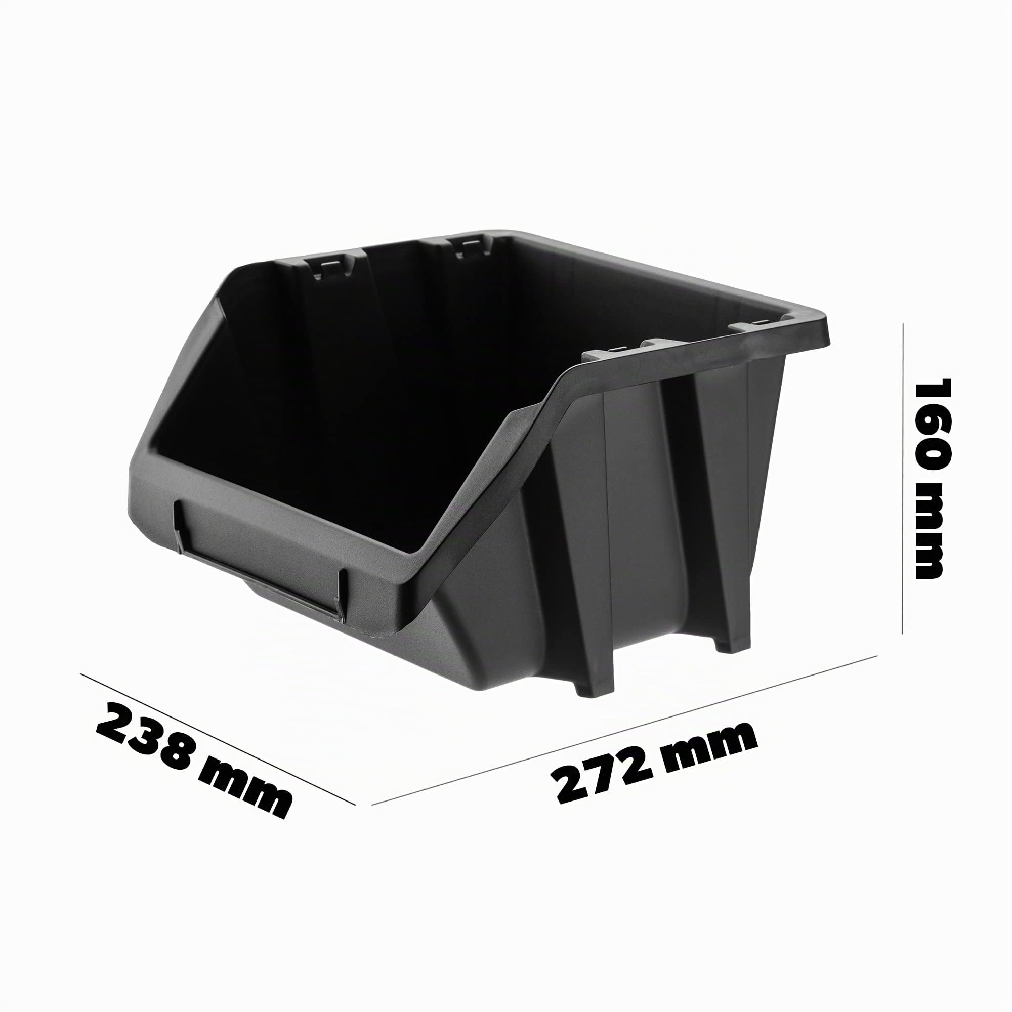 KADAX Cassetta impilabile da Officina, Piccola Scatola di smistamento in plastica PP, Scatola per Cuscinetti a Vista, in Diverse Dimensioni e Colori, Scatola (Nero, Set da 10 – 272x238 mm)