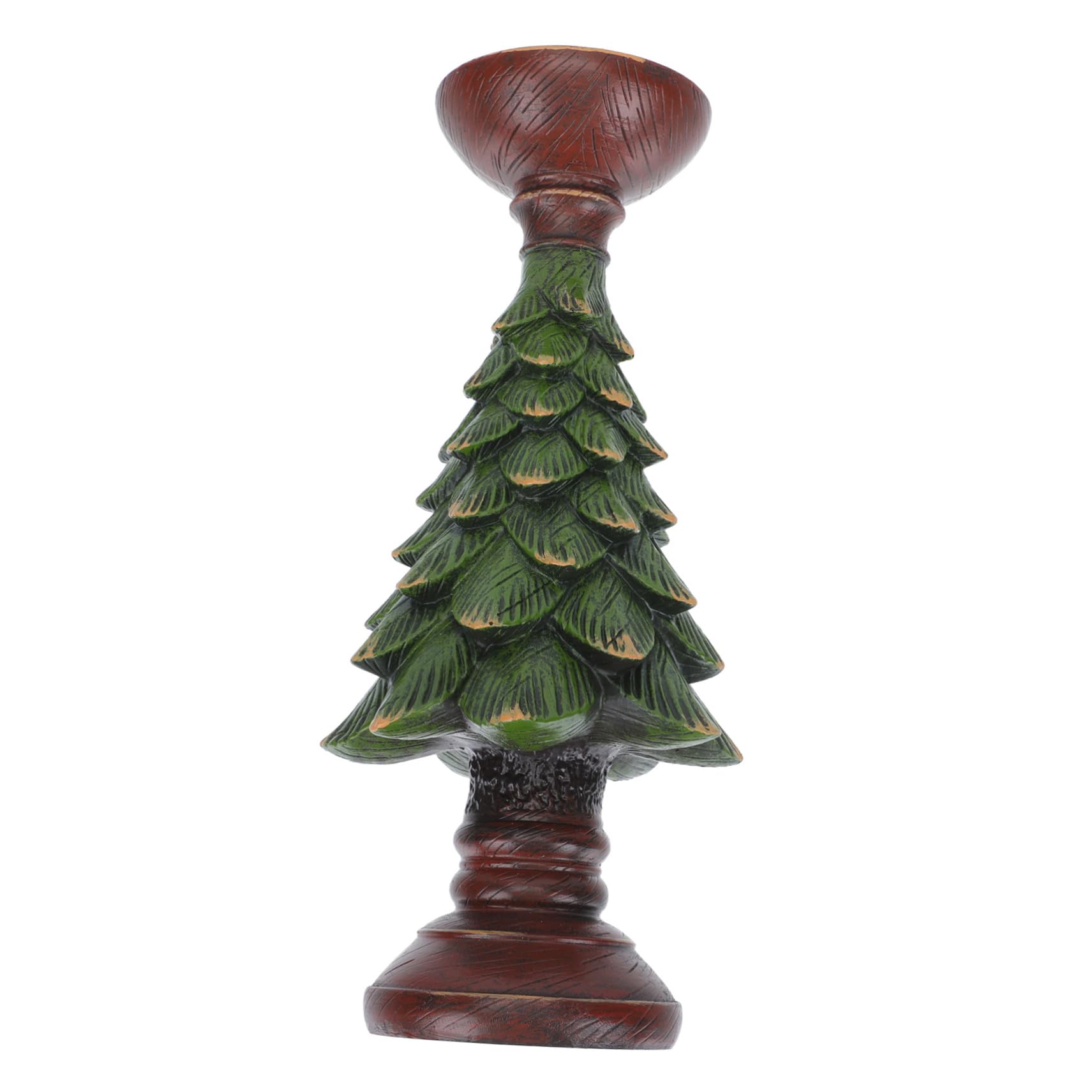 Unomor 1Pc Decorative Resin Christmas Tree Candle Holder Unique Xmas Table Decoration Festive Candle Decor for Holiday Home Adornments for Xmas Tabletop Display