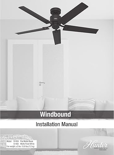 Miniatura 13 de Hunter Ventilador de techo de transición de 52 pulgadas de color blanco mate para interiores y exteriores y cadena de tracción