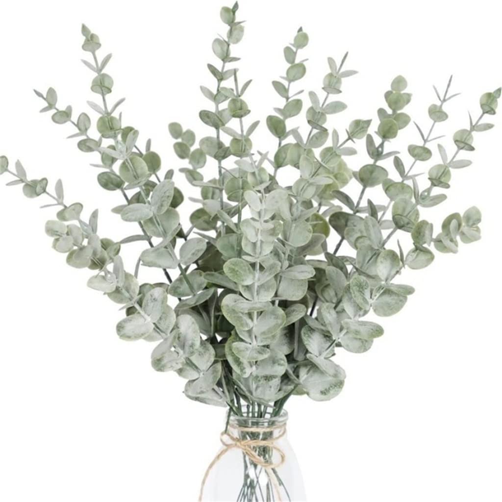 RWRAPS Piante Artificiali Foglie di eucalipto in plastica Ramo Verde Decorazioni per Il Giardino di casa Fiori Finti (Come Mostra Talla ?nica)