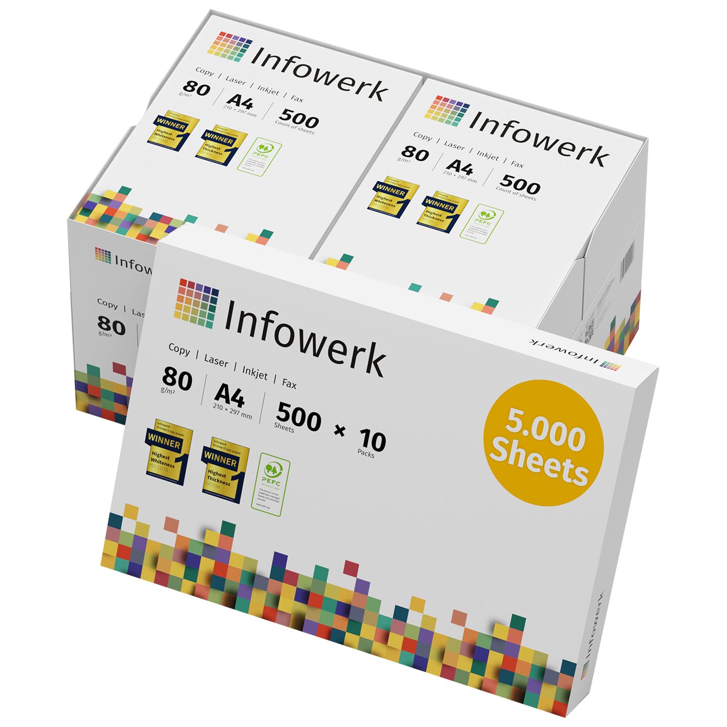Druckerpapier Kopierpapier 140000 Blatt 28 x 5000 A4 80g Premium Hochweiß CIE 160 PEFC zertifiziert