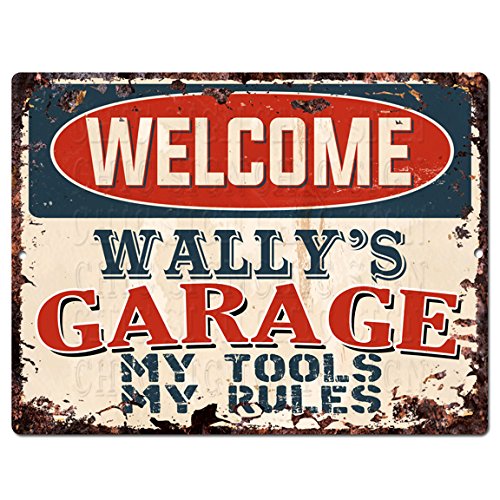 WELCOME WALLY’S GARAGE MY TOOLS MY RULES Custom Personalized Chic Sign Rustic Vintage Style Coaster Mugs Retro Kitchen Bar Pub Coffee Shop Decor Home Store Man cave Decor Father's day Gift Ideas