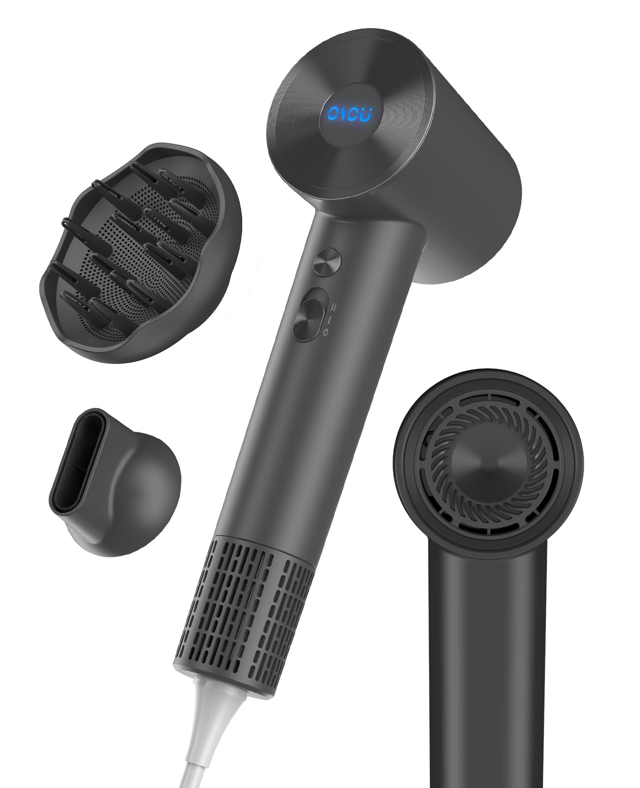 Hair Dryer with Diffuser for Curly Hair, Negative Ionic Hairdryer, High-Speed Blow Dryer with 110, 000 RPM Brushless Motor, Fast Drying Lightweight Travel Hairdryer, Low Noise Quiet Hair Dryers