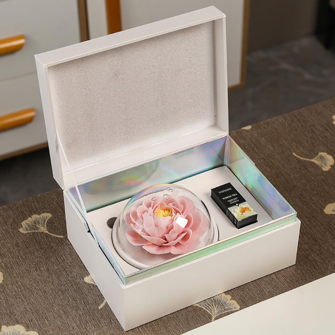 Difusor de aceites esenciales de cerámica hecho a mano para mujeres, regalo artesanal de herencia intangible china con cubierta acrílica a prueba de polvo para decoración del hogar y la oficina