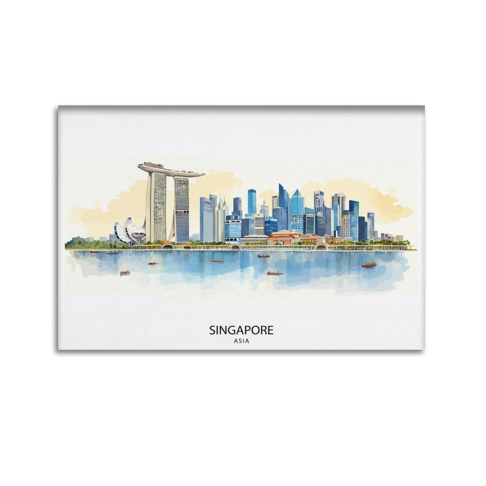 xiaoxiaoshen Singapore Skyline Travel Sing Canvas Poster Wall Art Prints Room Aesthetic Murals Bedroom And Living Decorations 20x30inch(50x75cm)