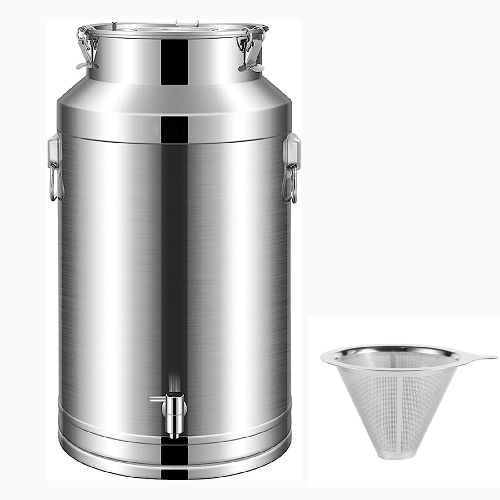 Yiustldd 304 Stainless Steel Heavy Duty Farm Milk Can Transport Barrels Wine Bucket Pail Dairy Pot Tote Jug Bottle Tea Canister with Sealed Lid,20L