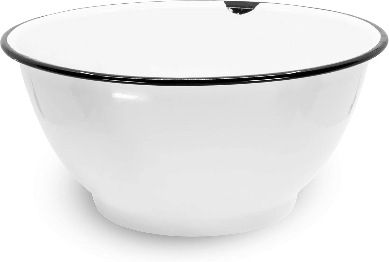 Red Co. Set of 2 Enamelware Metal Large Classic 4 quart Round Salad Serving Bowl, Distressed White/Black Rim