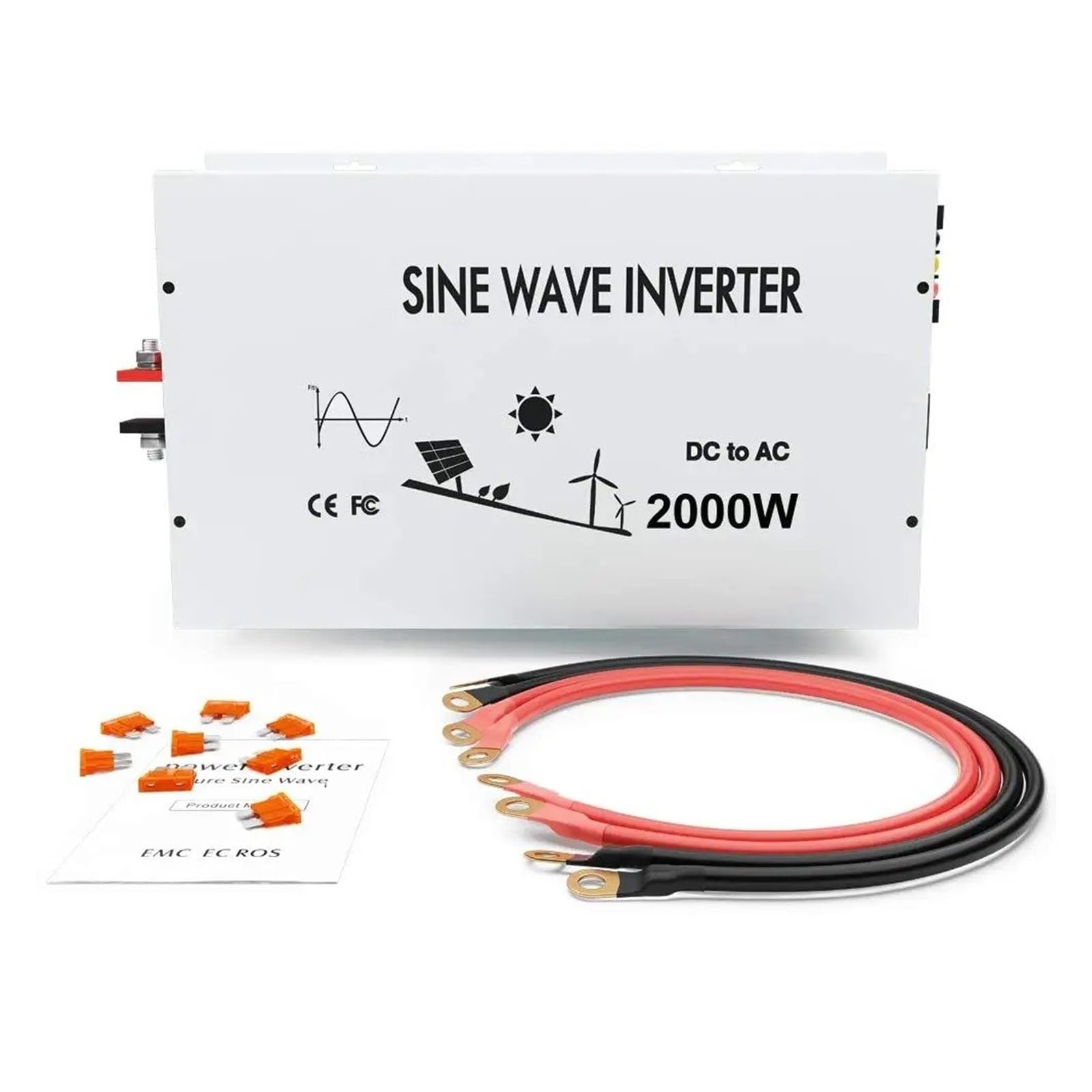 Convertidor Adaptador Convertidor Transformador Batería Eólica Panel Solar 12V/36V/48VDC 120V/240VAC Potencia Inversor Onda Sinusoidal para Pura 2KW 24V 220V inversor