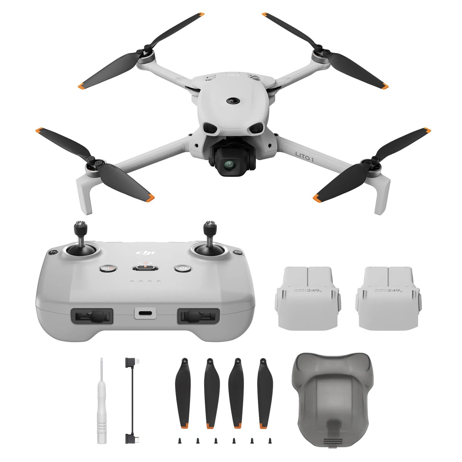 DJI Lito 1 Combo 2 Batterie Bundle, drone con fotocamera 4K, rilevamento degli ostacoli, ActiveTrack, video 4K e immagini 8K, trasmissione video 15 km, C0 (Lito 1 Combo)