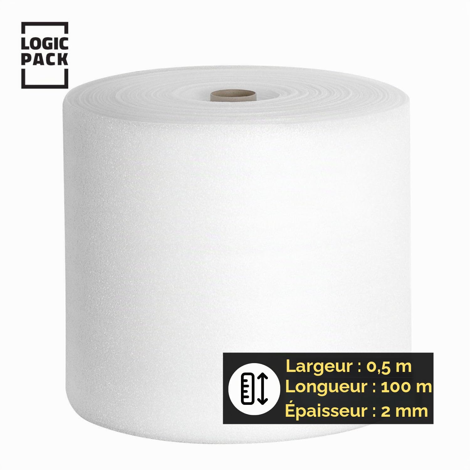 Film de mousse PE pour emballage de 2 mm par rouleau - 50 m² Isolation acoustique Sous-couche isolante pour sols stratifiés et parquets Revêtement de sol