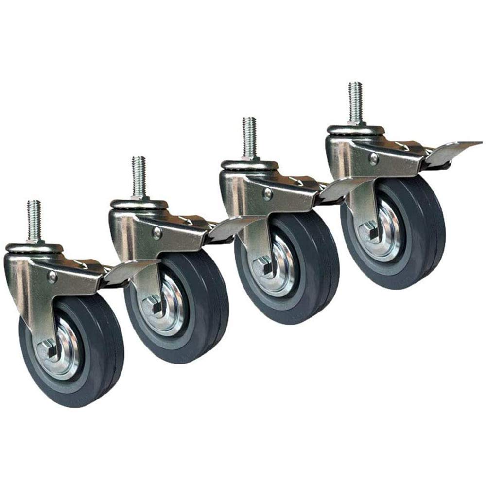 Roulette 4 Pouces avec Roues de Frein Roues pivotantes M10 / M12 Roue à Rouleaux Industrielle résistante Gris Lot de 4