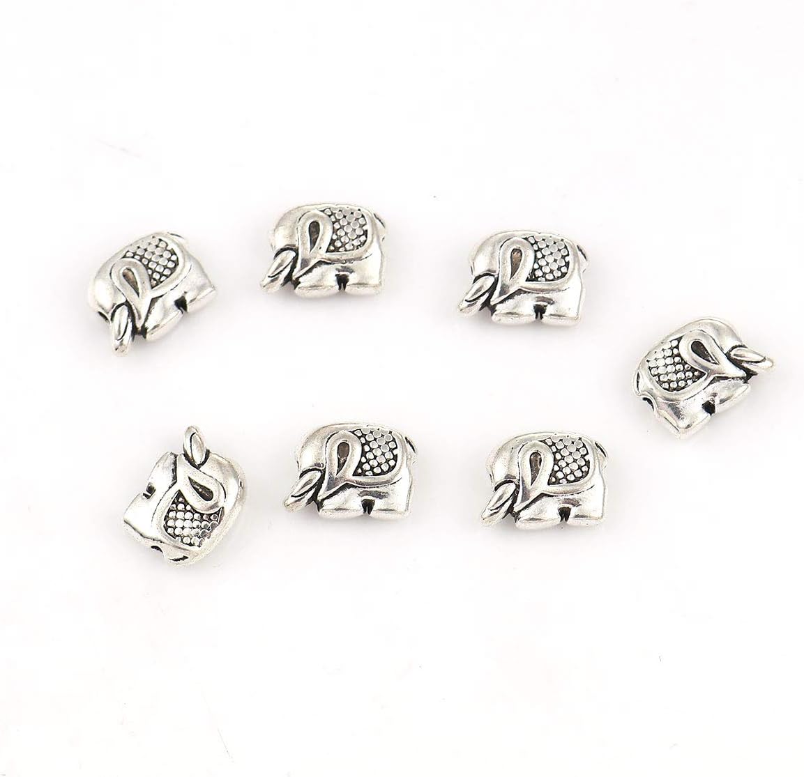 PEPPERLONELY 50pc Antiqued Silver Alloy Elephant Animal Charms Pendants12 x9mm(4/8" x 3/8")