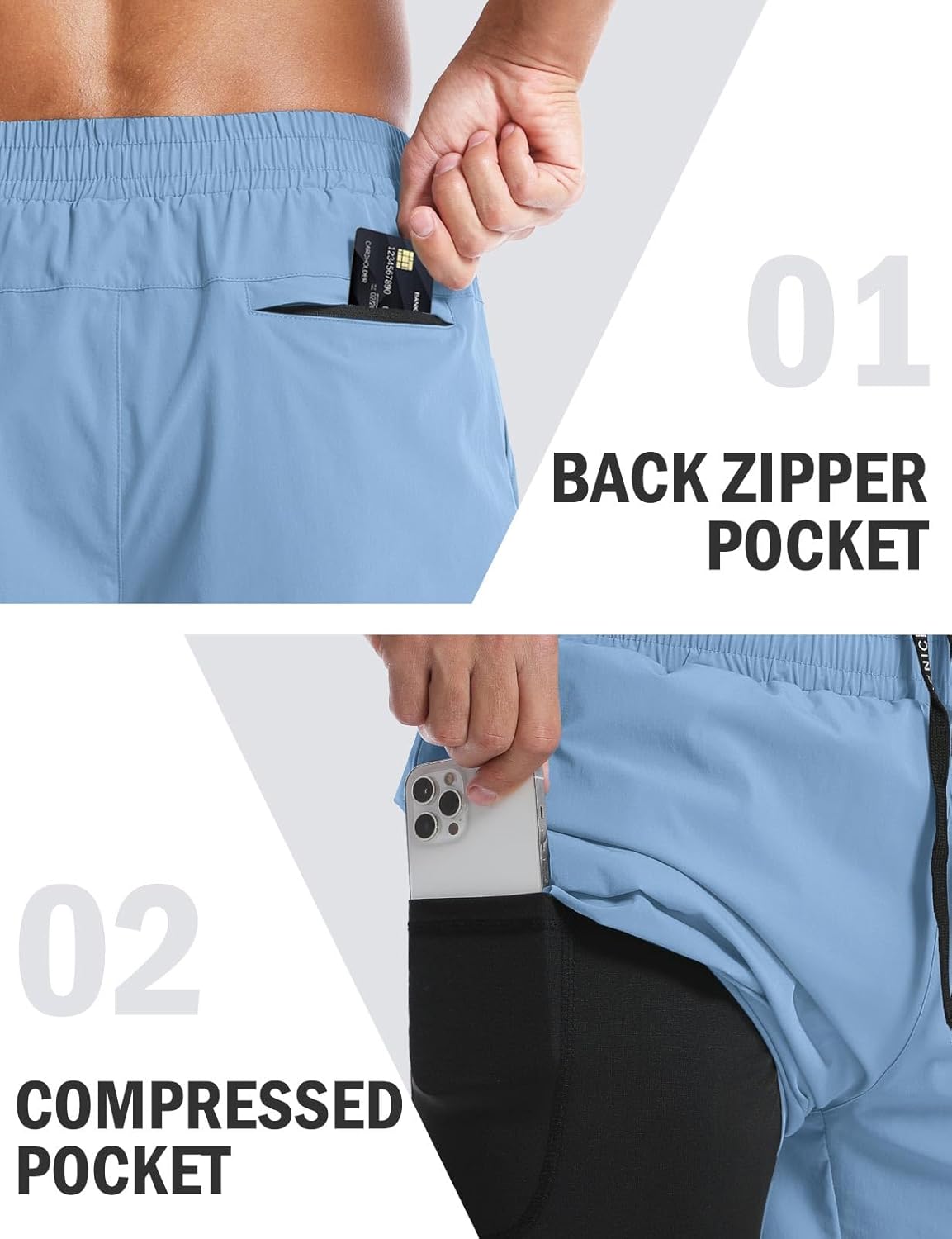 Aolesy Men's 5''/7'' Running Shorts Quick Dry Workout Gym Shorts with Pockets, Tennis Training Athletic（Linerless & Liner）
