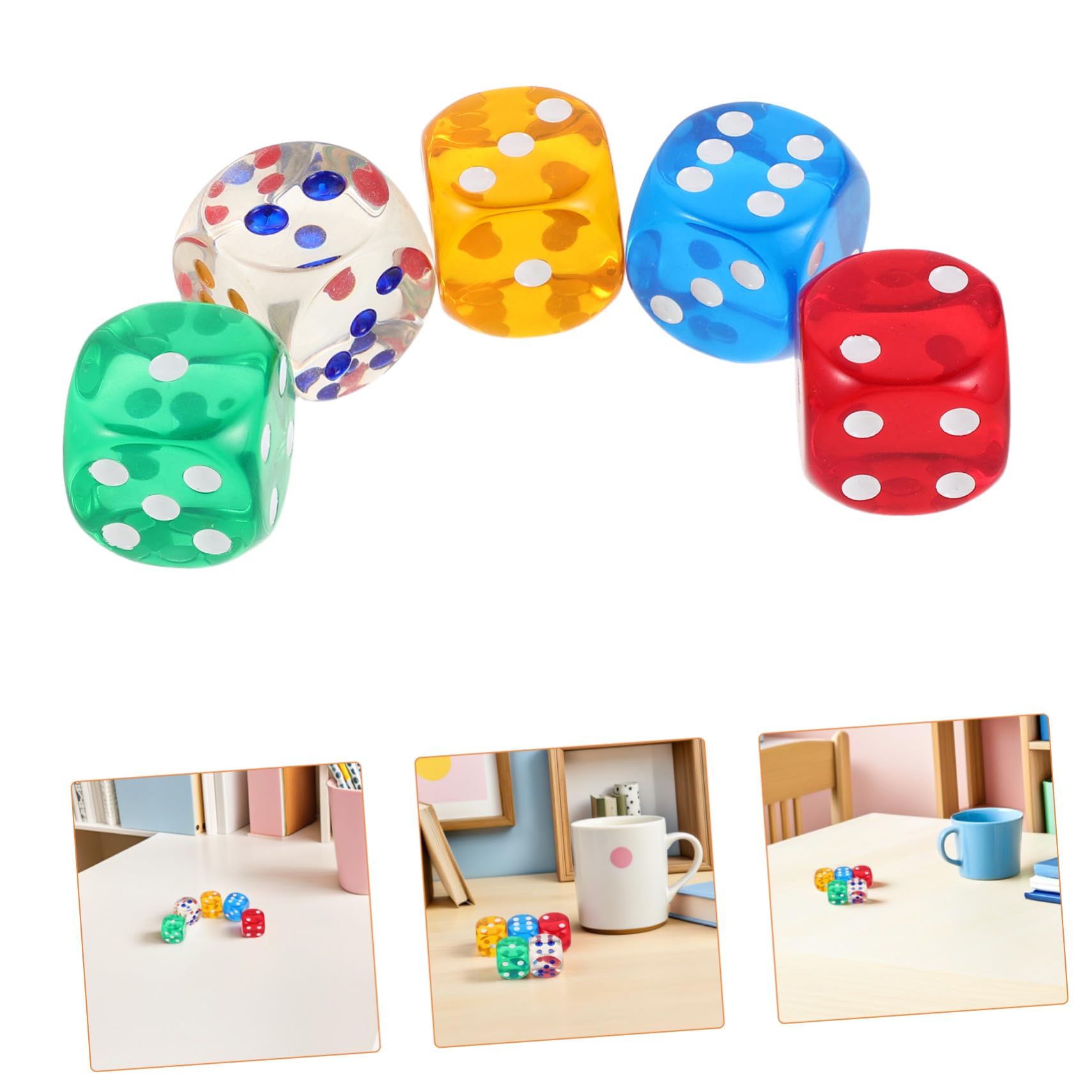 Beaupretty 20 Piezas Dados de Colores Translúcidos Puntos Dados Acrílicos Redondeados para Mesa Enseñanza Matemática Aula y Fiestas Festivas