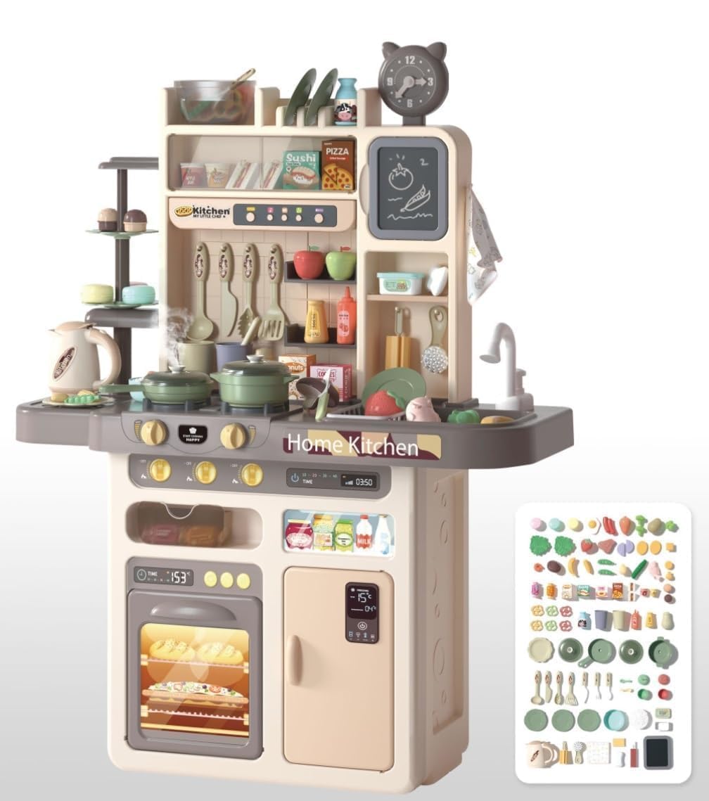 77-Piece Talented Chef Kitchen Play Set – Interactive Light & Sound, Spray & Boiling Water Function – Fun Pretend Cooking Toys for Kids - Image 2 thumbnail