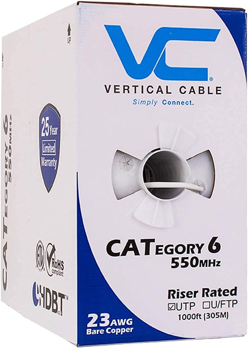 Up To 50% OFF Vertical Cable Cat6, 550 MHz, UTP, 23AWG, Solid Bare Copper,1000ft, Bulk Ethernet Cable - 161 Series, White One-Day Sale: Up to 40% Off Vertical Cable Cat6, 550 MHz, UTP, 23AWG, Solid Bare Copper,1000ft, Bulk Ethernet Cable - 161 Series, White