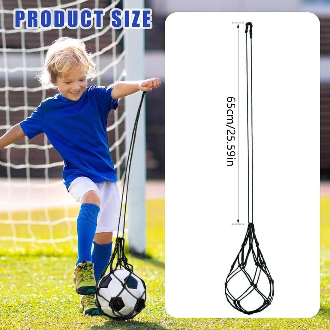SGERUFZ Fußball Kick Trainer Neto, Neto de Bolsa de Balón Solo Soccer Kick Práctica Ayuda de Entrenamiento Neto de Retorno de Entrenamiento para Niños Jóvenes Adultos Ejercicios de Patada