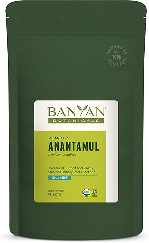 Banyan Botanicals Anantamul Powder - Certificado orgánico, 12 libra - Hemidesmus indicus - Una hierba equilibrante de pitta que apoya la función