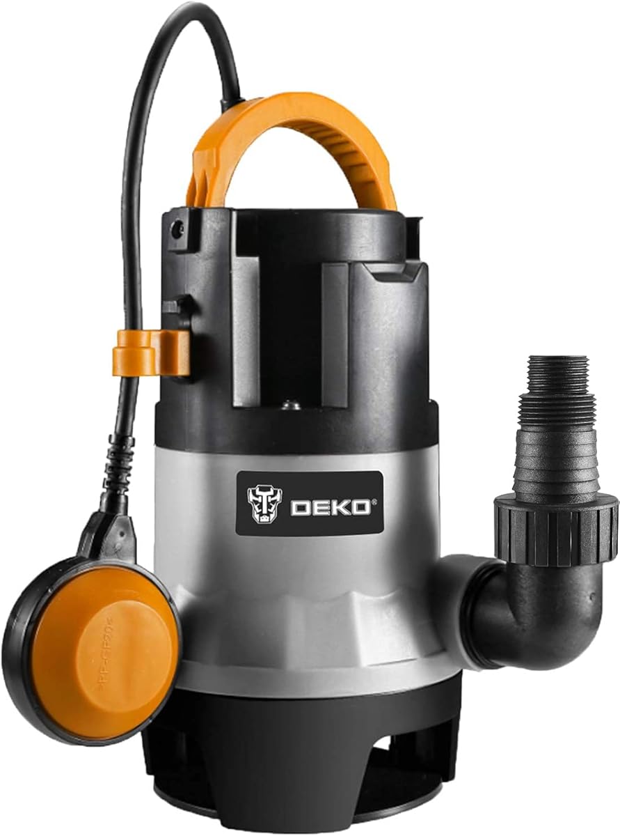 DEKO Pompe de puisard submersible 1HP 3302GPH 750 W Pompe submersible pour piscine, jardin, baignoire, étang avec interrupteur à flotteur et long câble de 4,9 m