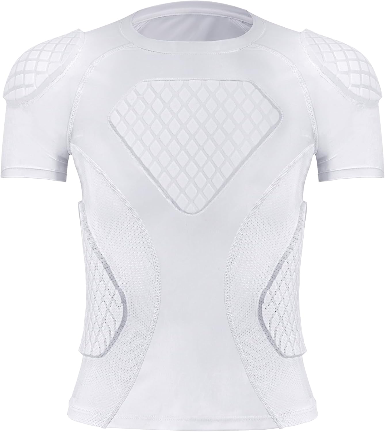 PORTEC Youth Football Rib Protectors Padded Compression Shirt ,6-Pad Chest Sternum Impact Protection , Help Reduce Sports Injury Risk, Ages 8-14, Under-Jersey Fit for Practice & League Games