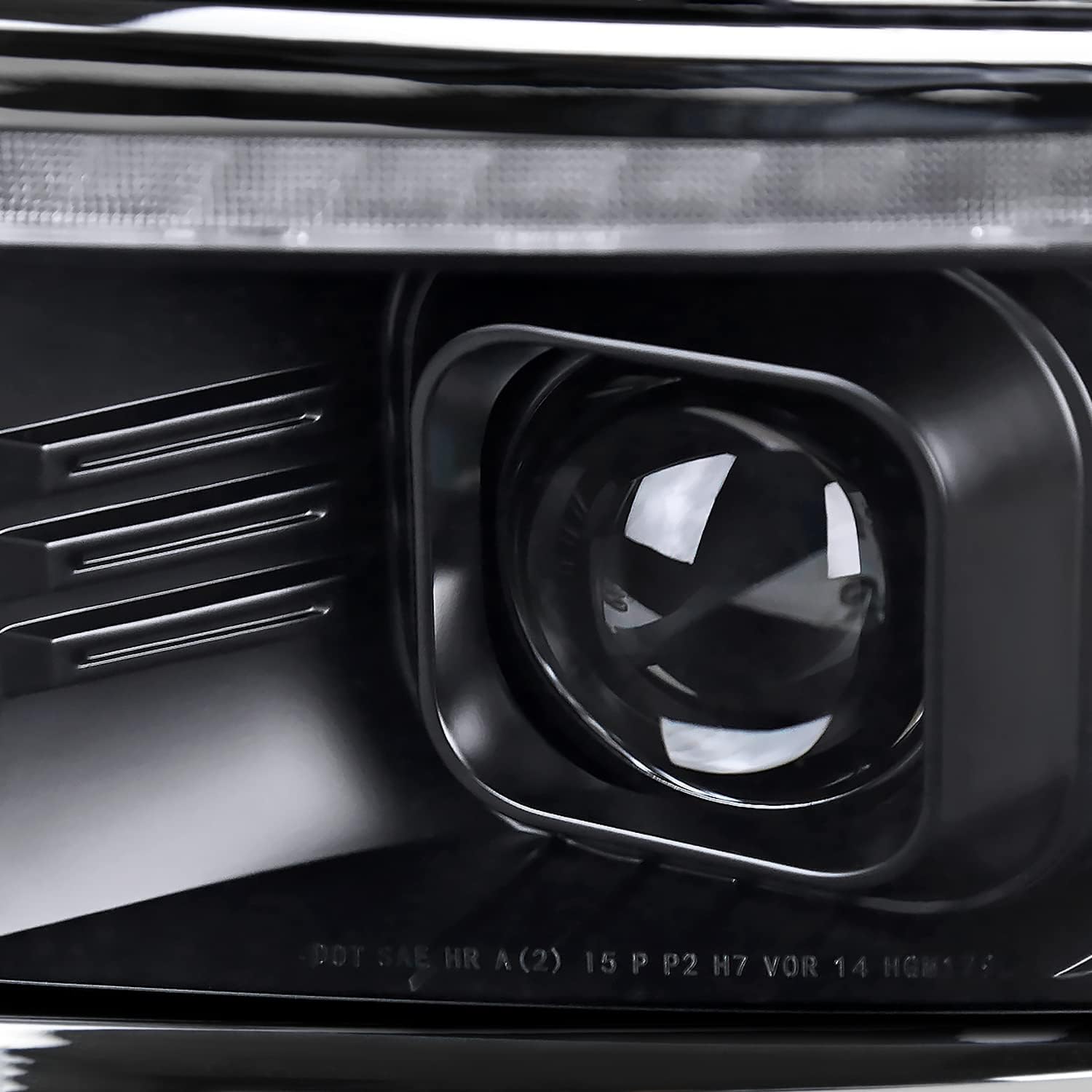 SPEC-D TUNING Black w/Silver Trim Projector Headlights w/Sequential Switchback LED Strip and Startup Animation Compatible with 2014-2015 Chevy Silverado 1500, Left + Right Pair Headlamps Assembly