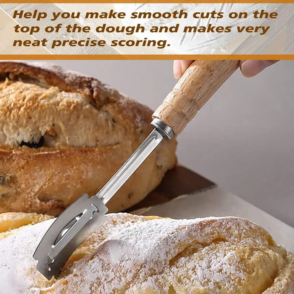 Cuchillo de Panadero,Herramienta de Corte de Pan,Cuchillo para Pan,Masa Cuchillo,con 5 Cuchillo de Repuesto Cuchillas,para DIY Pan Masa Hornear Cocina Bricolaje