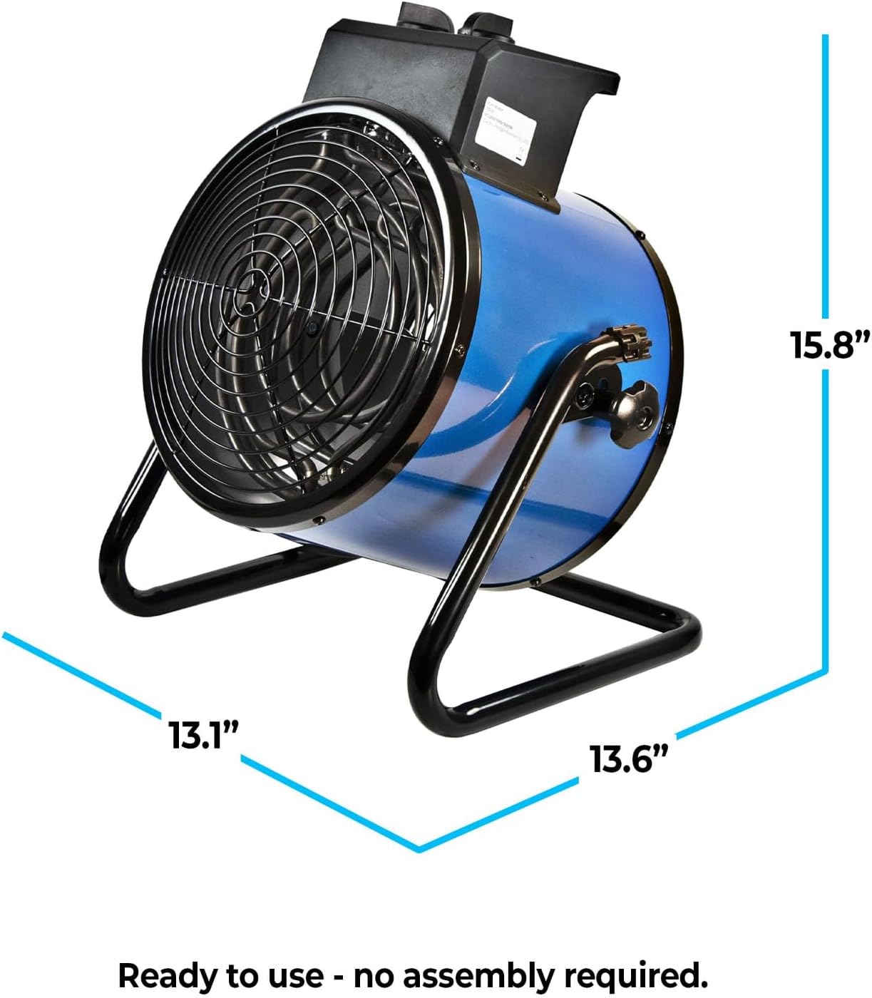 Comfort Zone CZ275 5,000-Watt/240-Volt Hard-Wired Portable Industrial Heater, NEMA 6-30R Receptacle, Steel Body with Adjustable Tilt Angle, Adjustable Thermostat, & Overheat Protection Blue