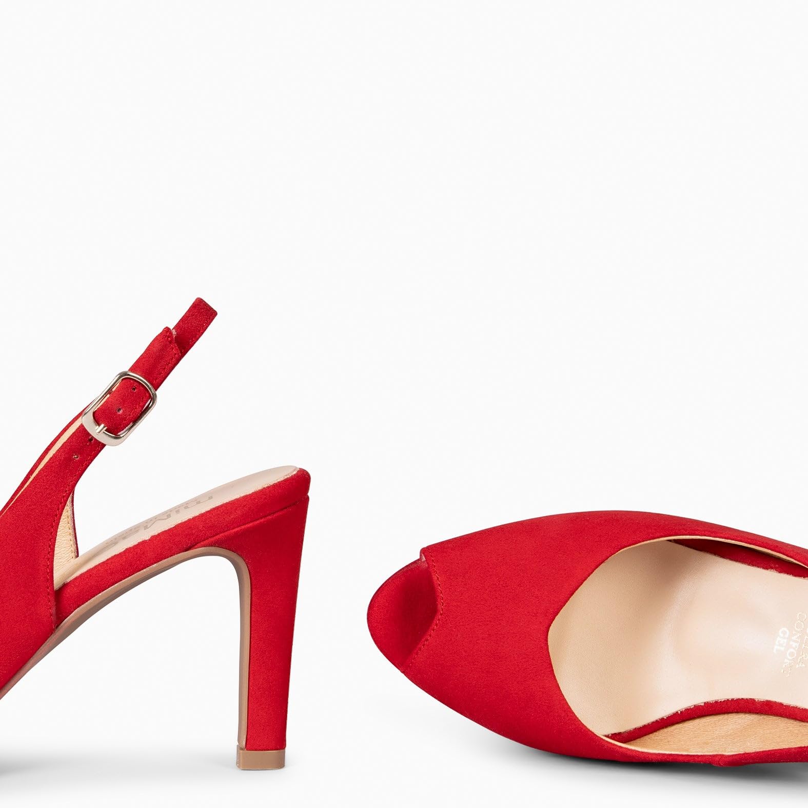 miMaO. Zapatos de Piel y tacón Alto Peeptoes. Tacones cómodos con Plantilla de Gel. Hecho en España