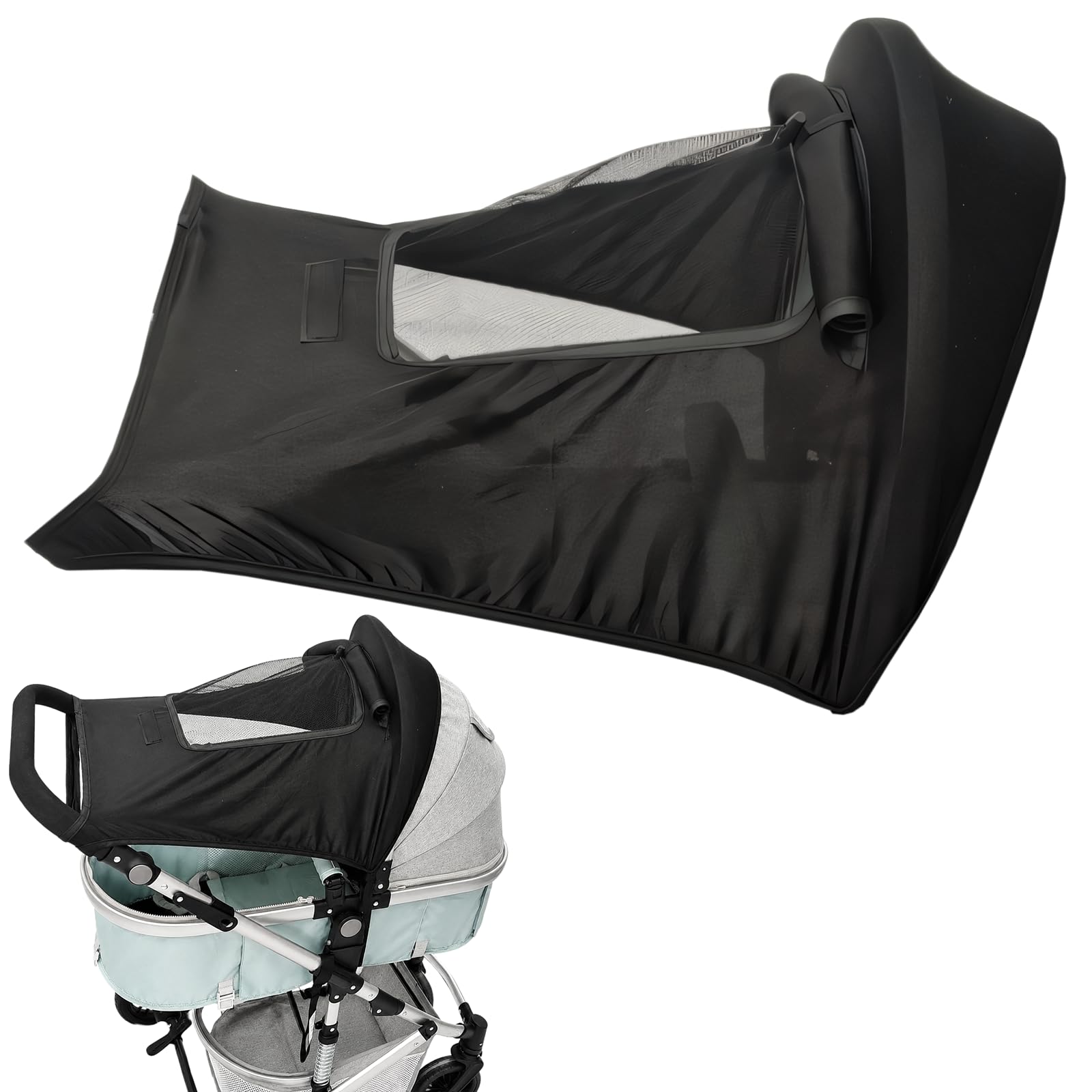 Universal Pram Sun Shade, Stroller Sun Shade with Viewing Window, Breathable Pram Shades Cover, UV Protection & Water Resistant Suns Canopy for Pushchair, Prams & Stroller