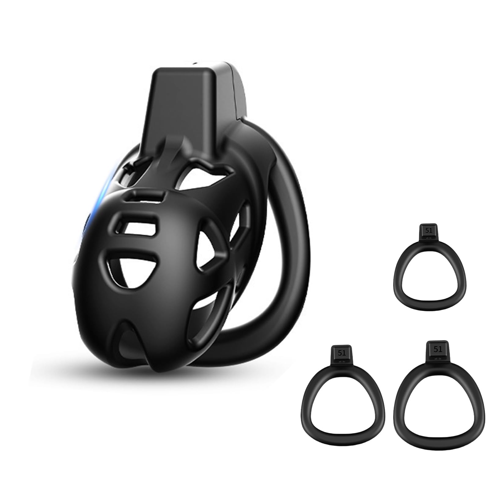 Juego de Jaula para el Pene con 3 Cockrings de Diferentes Tamaños Jaula de Castidad Transpirable BDSM Bondage SM Juego Juguetes Sexuales para Hombres y Parejas (XS)