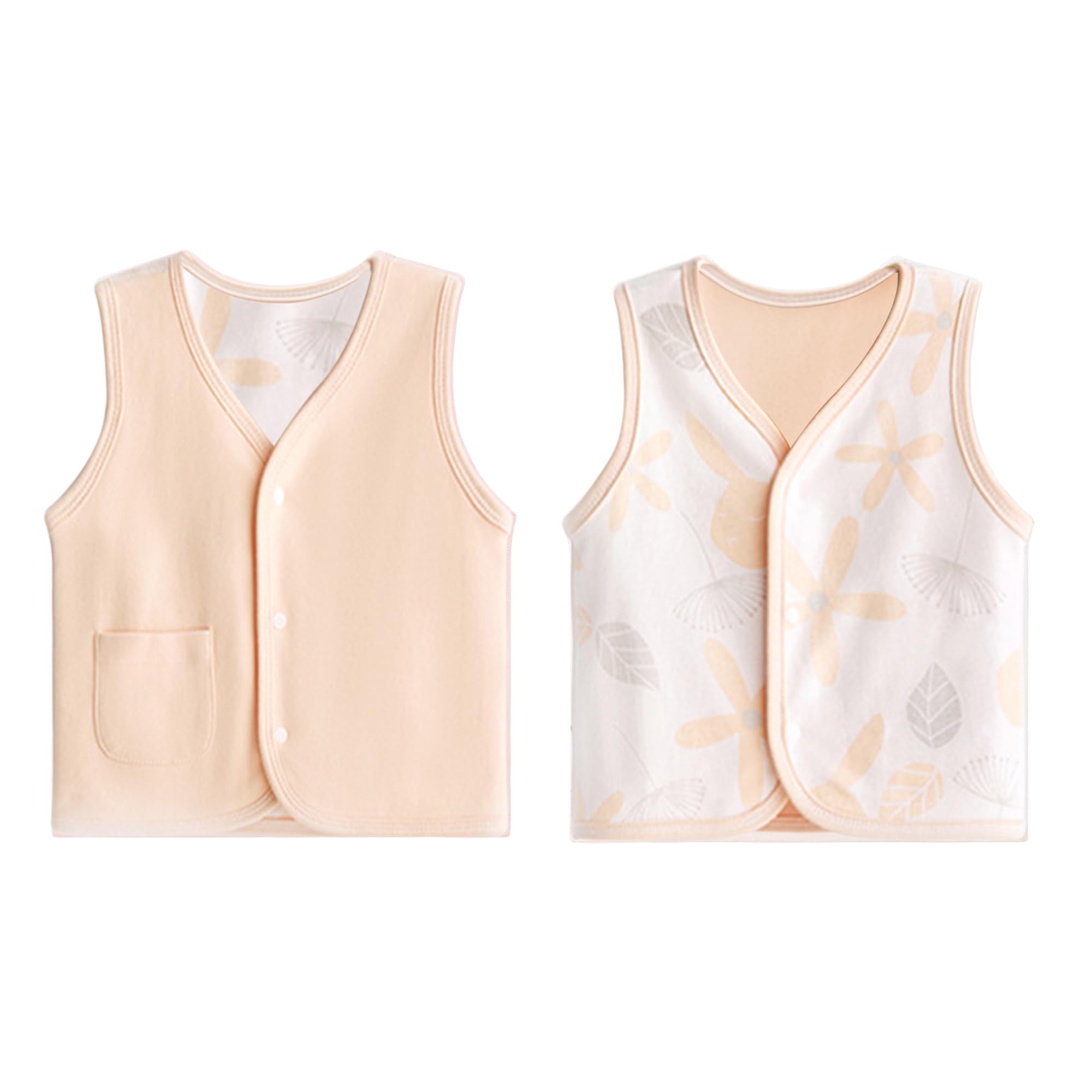 Gilet Bambini Scollo A V Reversibile - Cotone 100%, Senza Maniche, Per Primavera E Autunno, 0-4 Anni - Foto 6