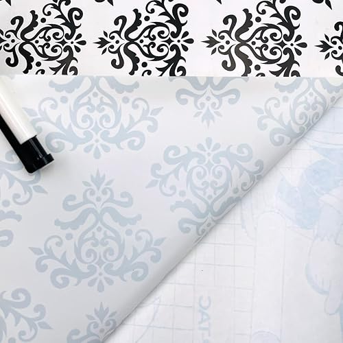 Miniatura 3 de Yifely Revestimiento autoadhesivo para estantes, papel extraíble para muebles para cubrir cajones de apartamentos, damasco negro retro, 17.7