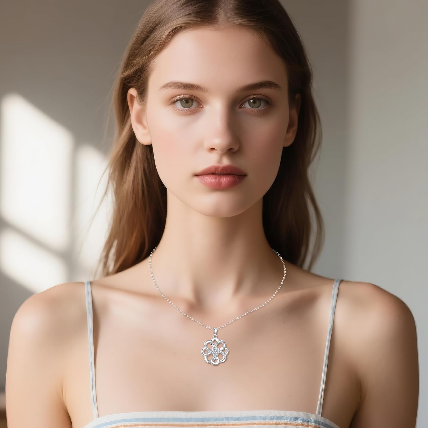 LUHE Celtic Knot Necklace Sterling Silver Celtic Knot Pendant Trinity Knot Jewelry Women's Irish Gift - Image 3