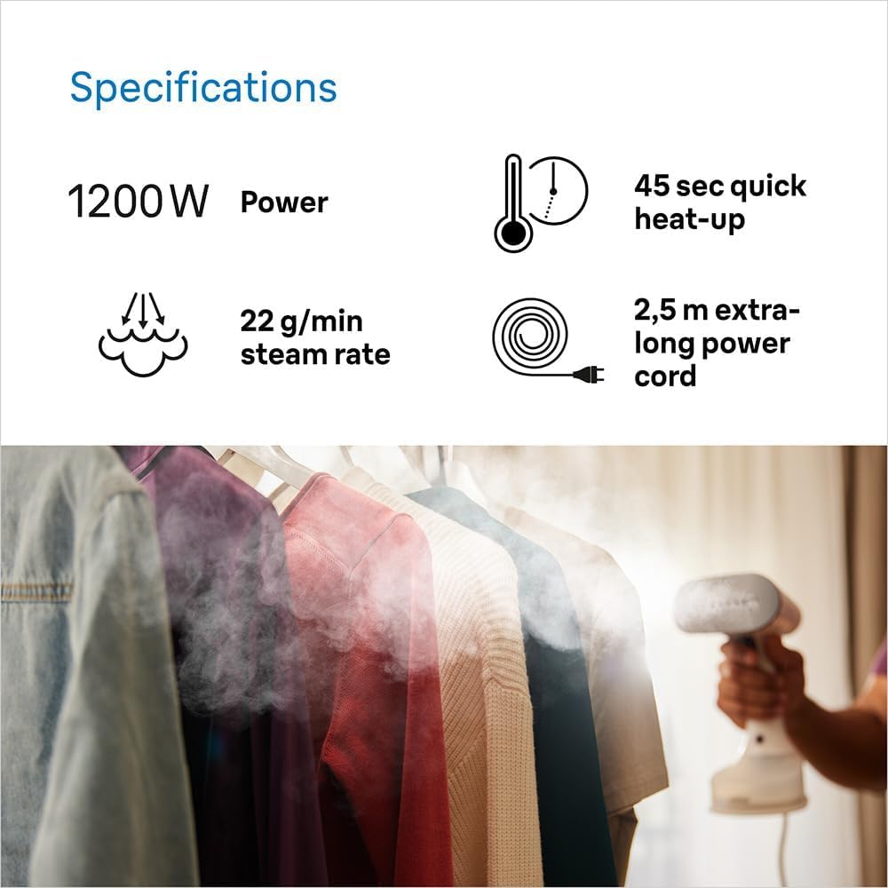 Braun QuickStyle 5 GS5011PU, Tireur Vertical avec Première Plaque au Monde avec Technologie Dual FreeGlide 3D, Chauffage Rapide, Vapeur 22 g/min, Capacité Réservoir 150 ml, 1200 W, Blanc/Violet