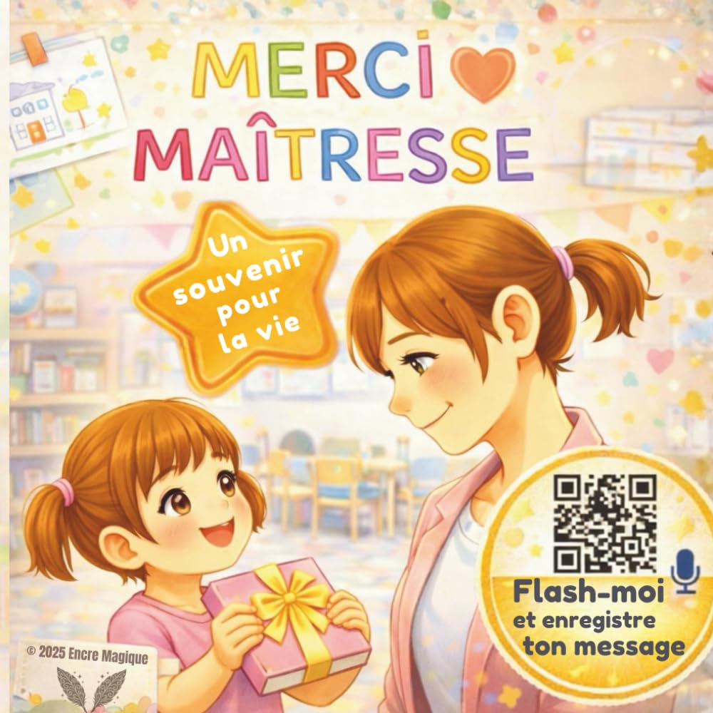 Merci Maîtresse: Cadeau personnalisé à compléter par votre enfant | Livre souvenir de fin d’année avec message vocal et diplôme à télécharger