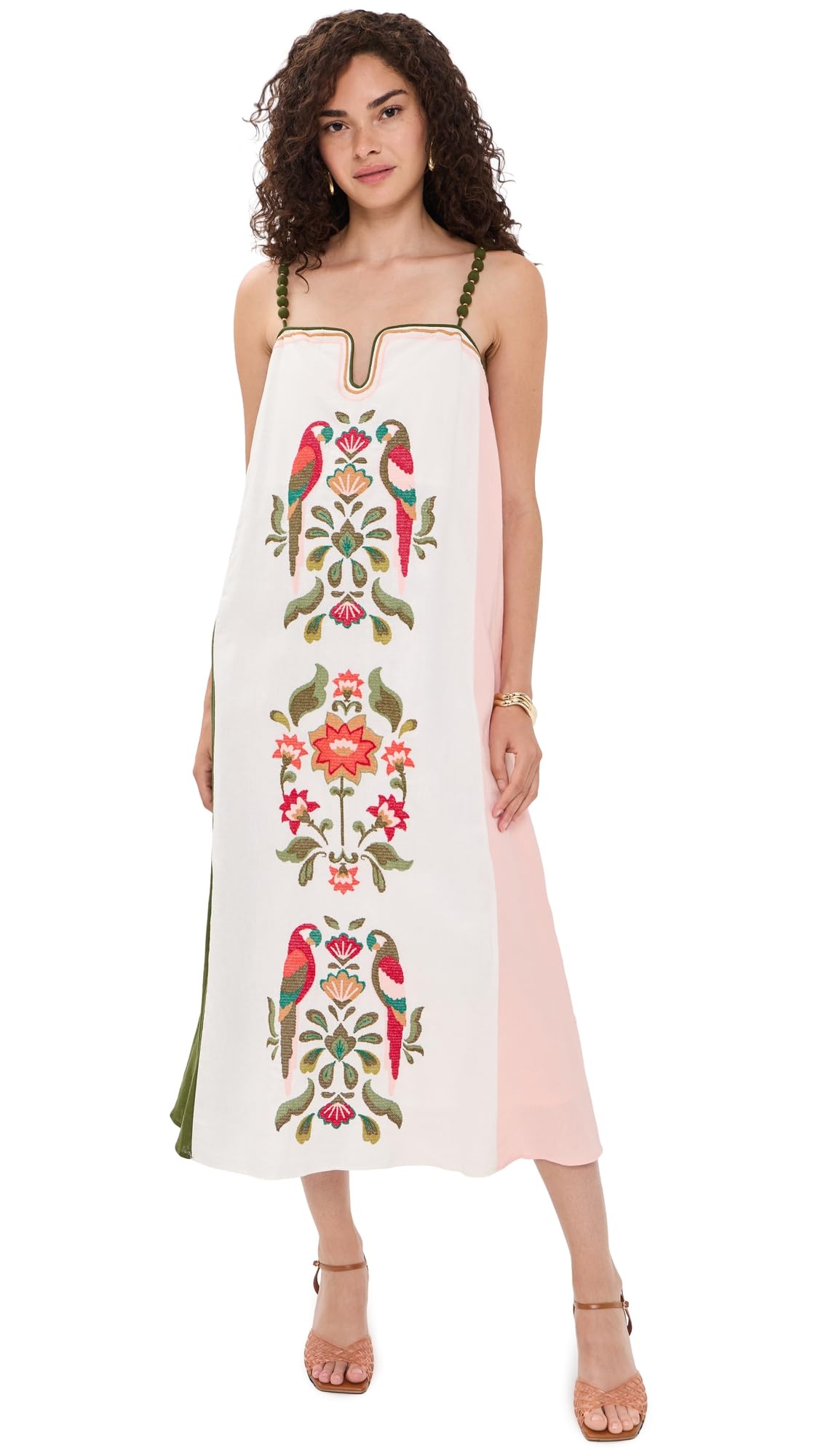 Women's Cross Stitch Embroidered Maxi Dress