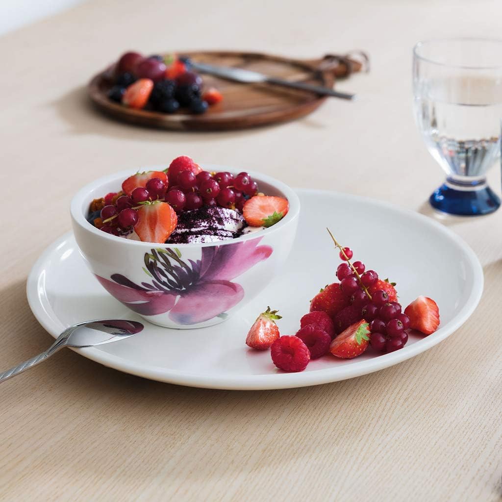 Villeroy & Boch Artesano Flower Art Shallow Bowl, 600 ml, Premium Porcelain, White/Coloured