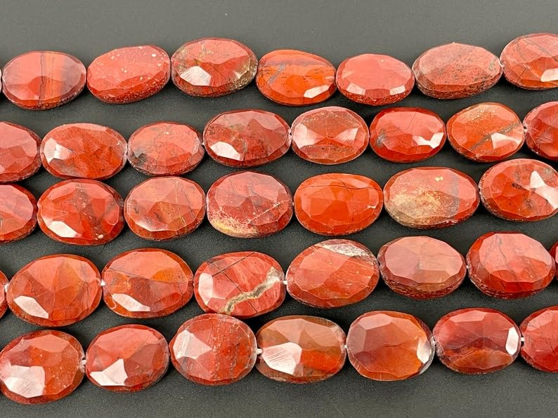Jaspe rouge naturel en perles ovales pour la création de bijoux uniques haut de gamme