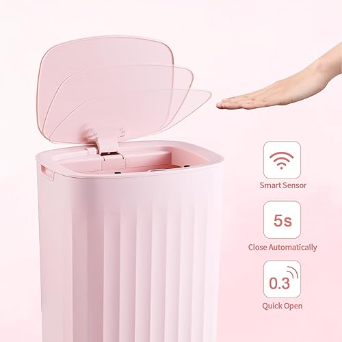 Miniatura 3 de ELPHECO Cubo de basura impermeable con sensor de movimiento de 3.5 galones con tapa, cubo de basura automático para baño, sala de estar, oficina,