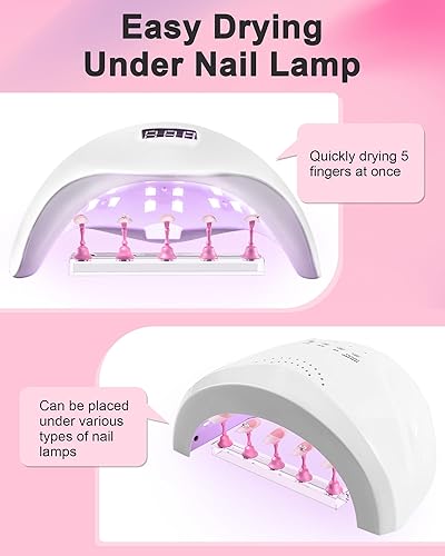 Miniatura 27 de Soportes de uñas acrílicas, soporte de uñas a presión, soporte magnético para práctica, 54 piezas, masilla adhesiva reutilizable para pintura de Rosa