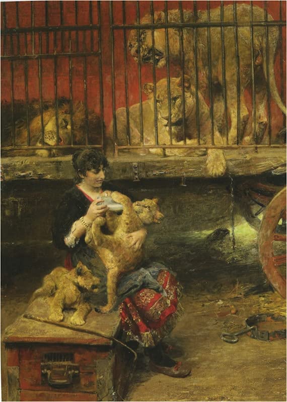 Tableau Nourrir les louveteaux Paul Wilhelm Meyerheim impression d'art sur toile 60x90cm