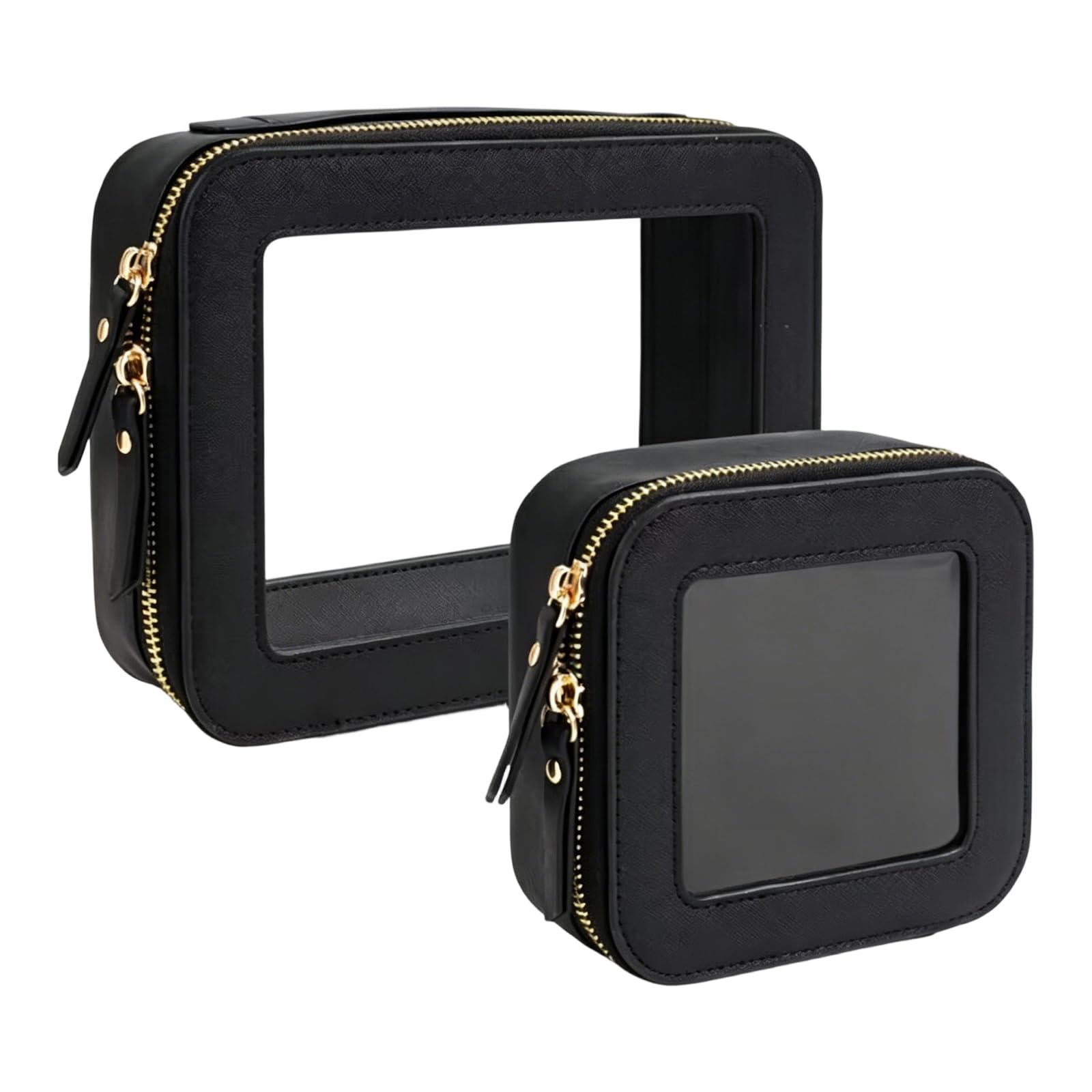 Oxxggkao PU Viewable Cosmetic Case with Strong Construction Ideal for Storing Beauty Products Stylish Cosmetic Carry Case