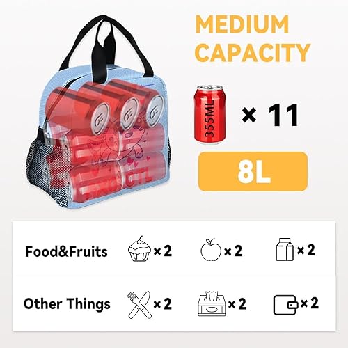 Miniatura 4 de Axolotl - Lonchera para niños, lonchera aislada para niñas, lindas bolsas de almuerzo portátiles, pequeña bolsa reutilizable para el trabajo y la